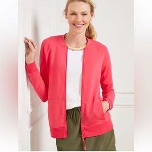 TALBOTS pima terry bomber jacket size plus 1X color pink